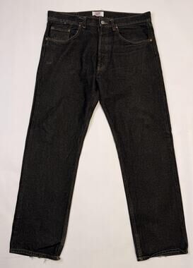 Levi's 501 Jeans Mens 36x30 Black Straight Dark Wash Button Fly USA Denim